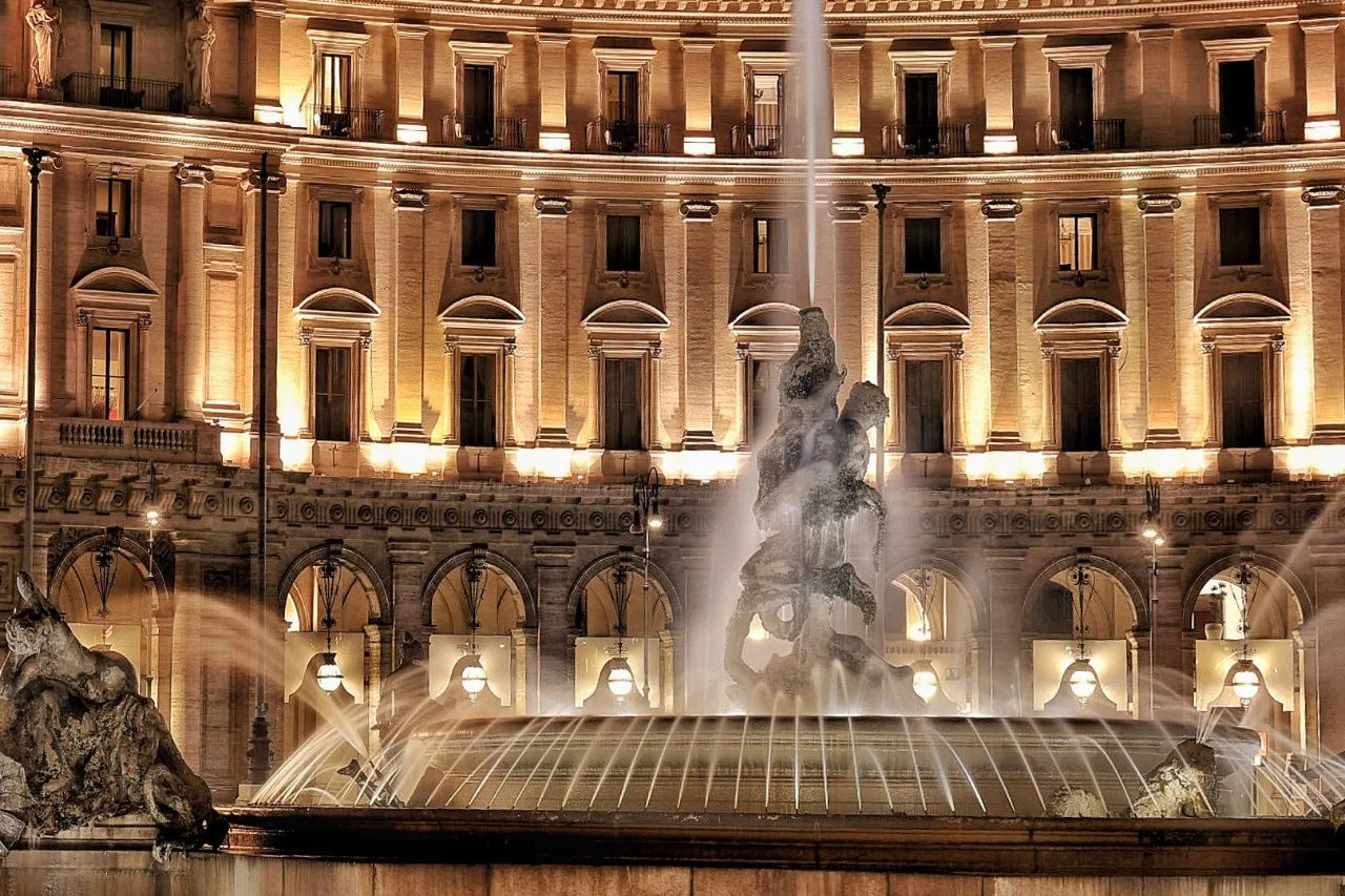 Fontana delle Naiadi - From Piazza della Repubblica, Italy
