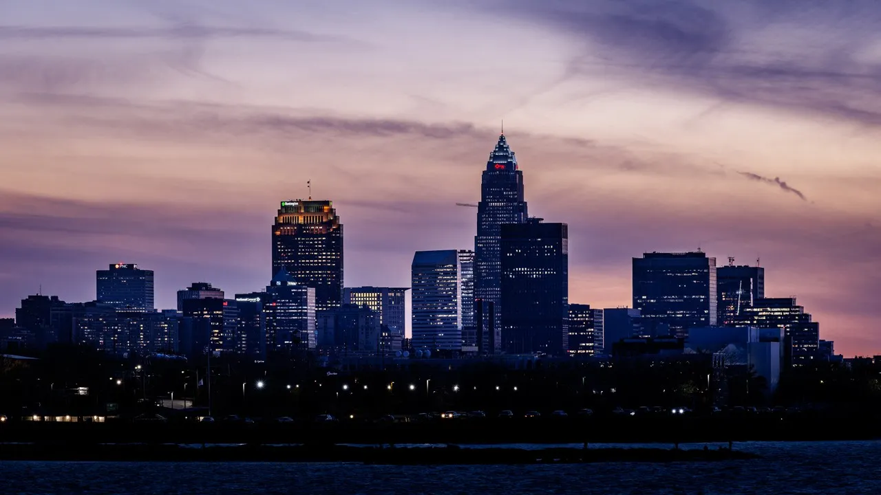 Cleveland Skyline - From Lakefront Nature Preserve Overlook, United States