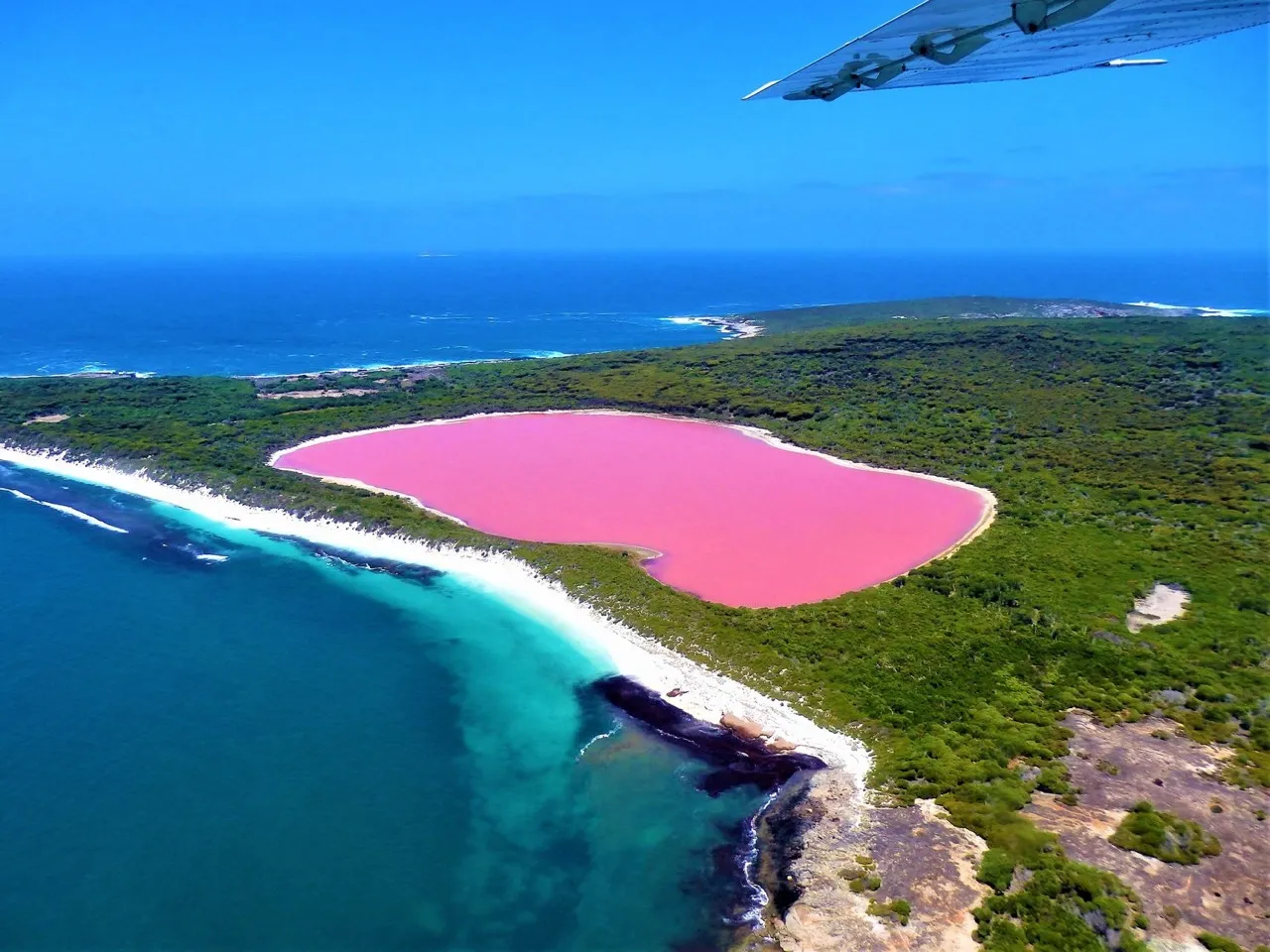 Lake Hillier, Middle island - Från Air view, Australia