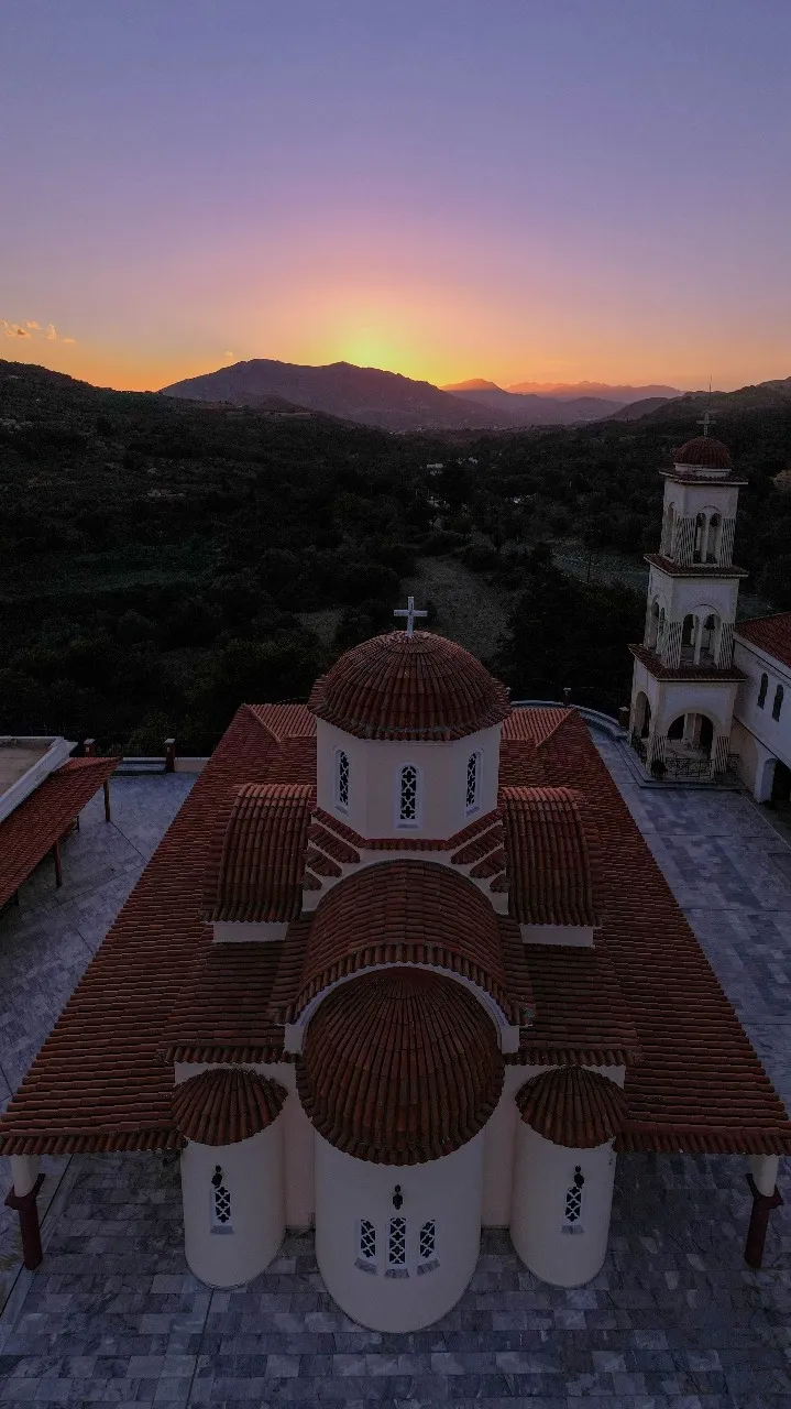 Monastery in Spili - From Drone, Greece