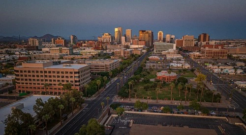 Downtown Phoenix - Aus Drone, United States