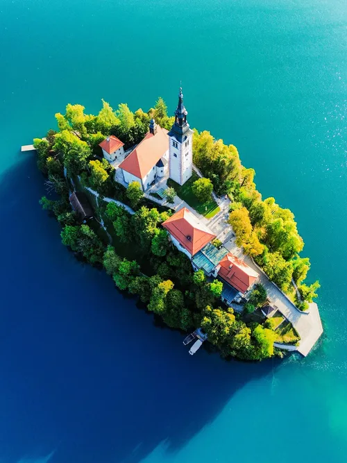 Blejski otok - From Drone, Slovenia