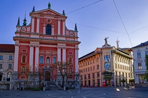 Franciscan Church of the Annunciation - From Prešeren Square, Slovenia