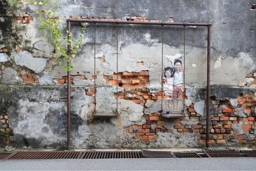 Kids on Swing Streetart - Malaysia
