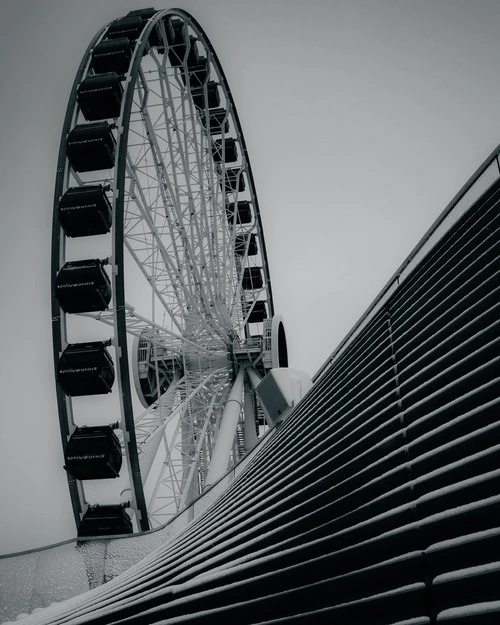 Navy Pier Ferris Wheel - From Base of the stairs to the east, United States