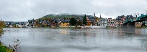 Skyline of Traben Trarbach - Von Moselufer Trarbach, Germany