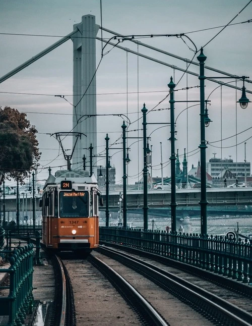 Tram overlooking the bridge - From Tram stop, Hungary