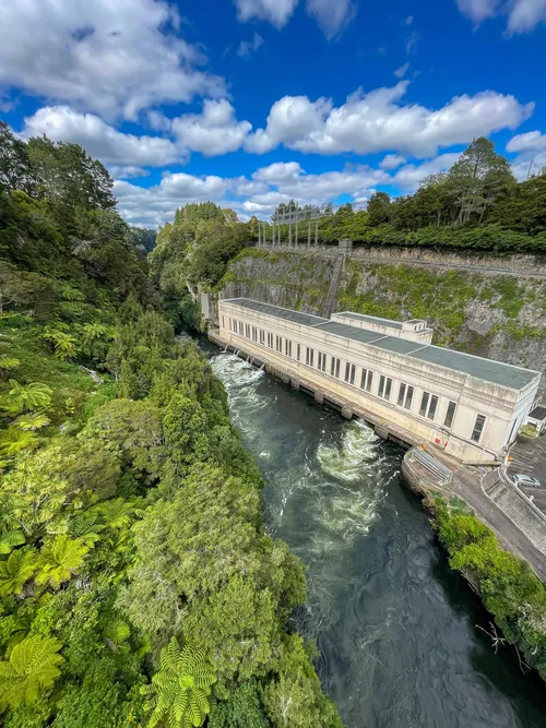 Arapuni Hydro Power Station - From Arapuni Suspension Bridge, New Zealand