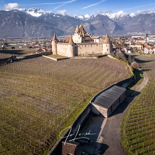 Aigle Castle - Aus Drone, Switzerland