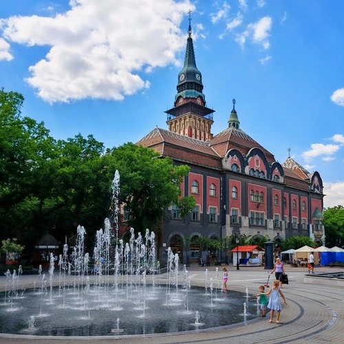 Subotica Town Hall with new Fountain - Od Trg Slobode, Serbia