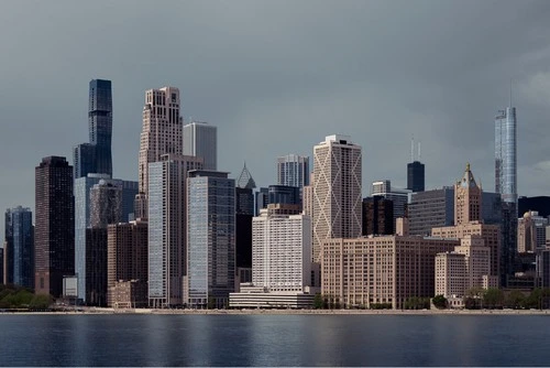 Chicago Skyline Oak Street Beach - From Wendella Boat Tour north of Navy Pier, United States