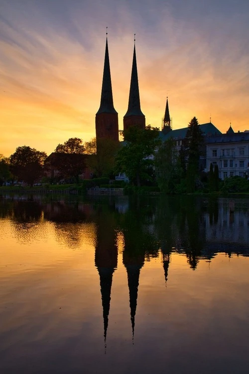 Dom zu Lübeck - From Mühlenteich, Germany