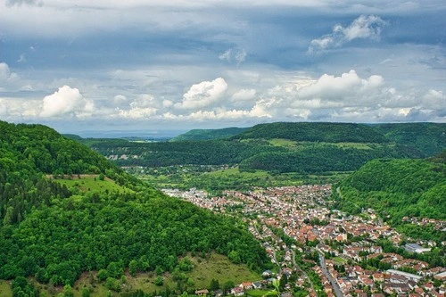 Blick ins Echaztal - Iz Vom Gießstein aus fotografiert, Germany