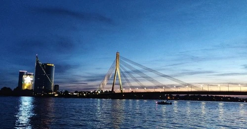 Vanšu Bridge - From 11 Novembra Krastmala, Latvia