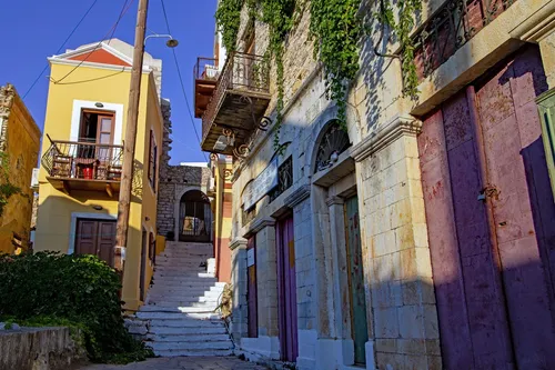 Streets of Ano Symi - Desde Taverna O Meraklis, Greece