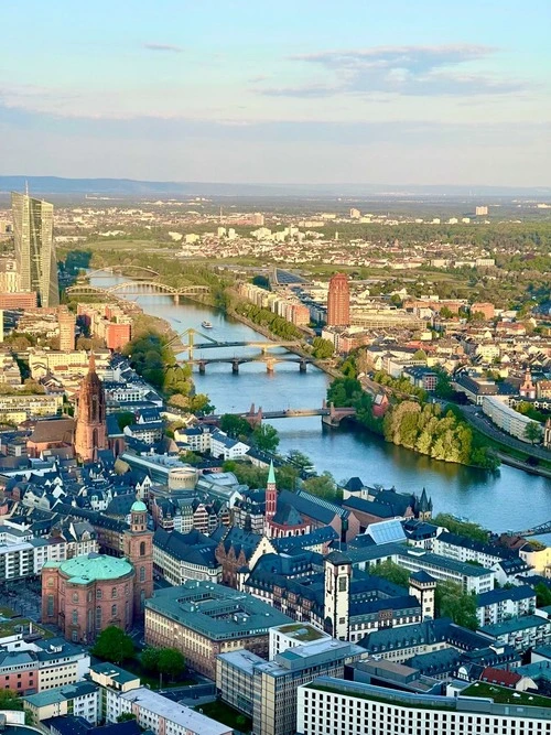 Main River in Frankfurt - From Maintower Plattform, Germany