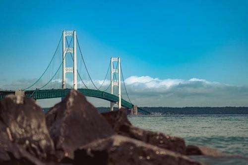 Mackinac Bridge - De Old Mackinac Point Lighthouse Beach, United States