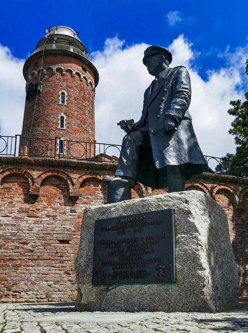 Kolobrzeg lighthouse with the Monument to Commander Mieszkowski - Poland