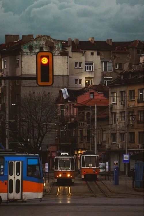 Tram in the City - Depuis Near the Trainstation, Bulgaria