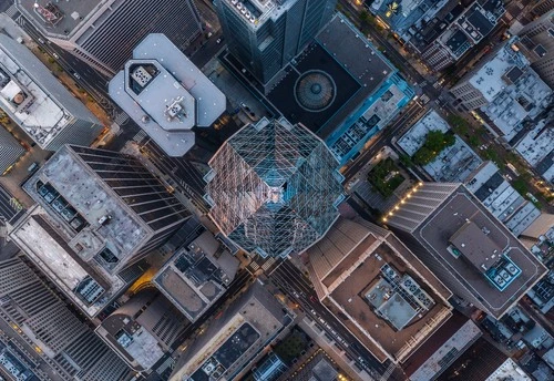 Top Down of Liberty building - Depuis Drone, United States