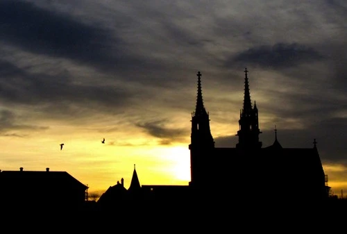 Basler Cathedral's Silhouette - From River Side, Switzerland