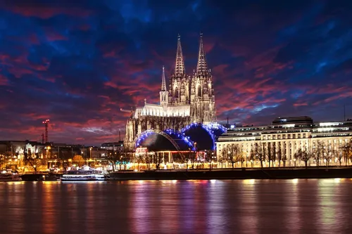 Köln Skyline - From Biergarten am Tanzbrunnen, Germany