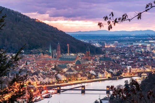 Blick auf die Heidelberger Altstadt - Aus Panorama Haarlass/Dachsbauweg, Germany