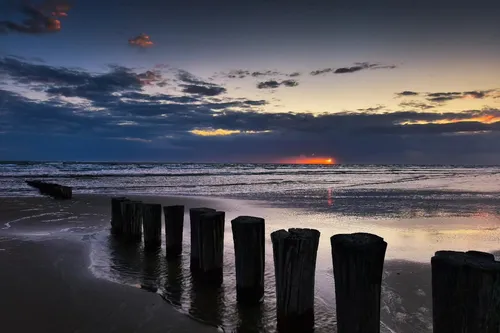 Hollum Beach - Von Old pier, Netherlands