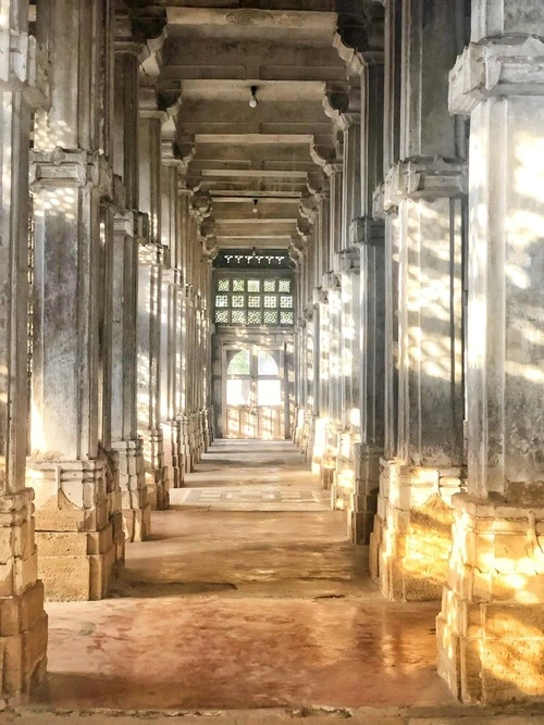Sarkhej Roza - Mosque corridor - From Inside the Mosque, India