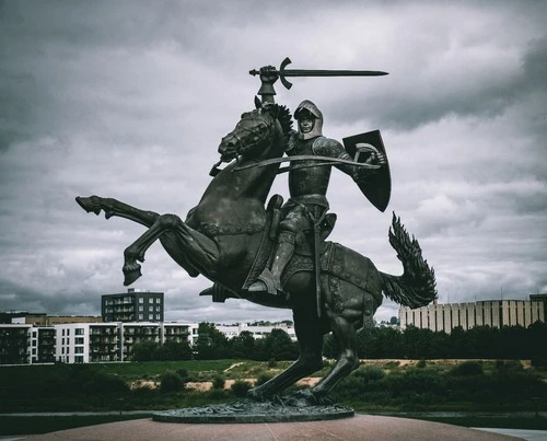 Vytis Monument "Warrior of Freedom" - From Kaunas Castle, Lithuania