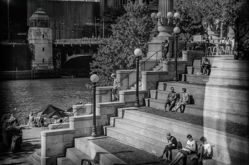 Park near Vietnam Veterans Fountain - From Wacker Dr sidewalk, United States